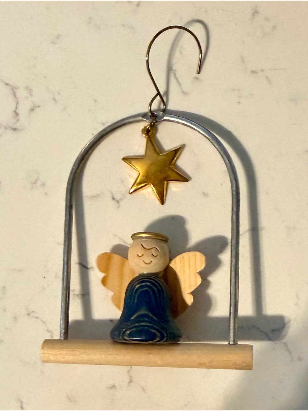 Vintage Aarikka Finland Wooden Angel Mobile Ornament 1970s